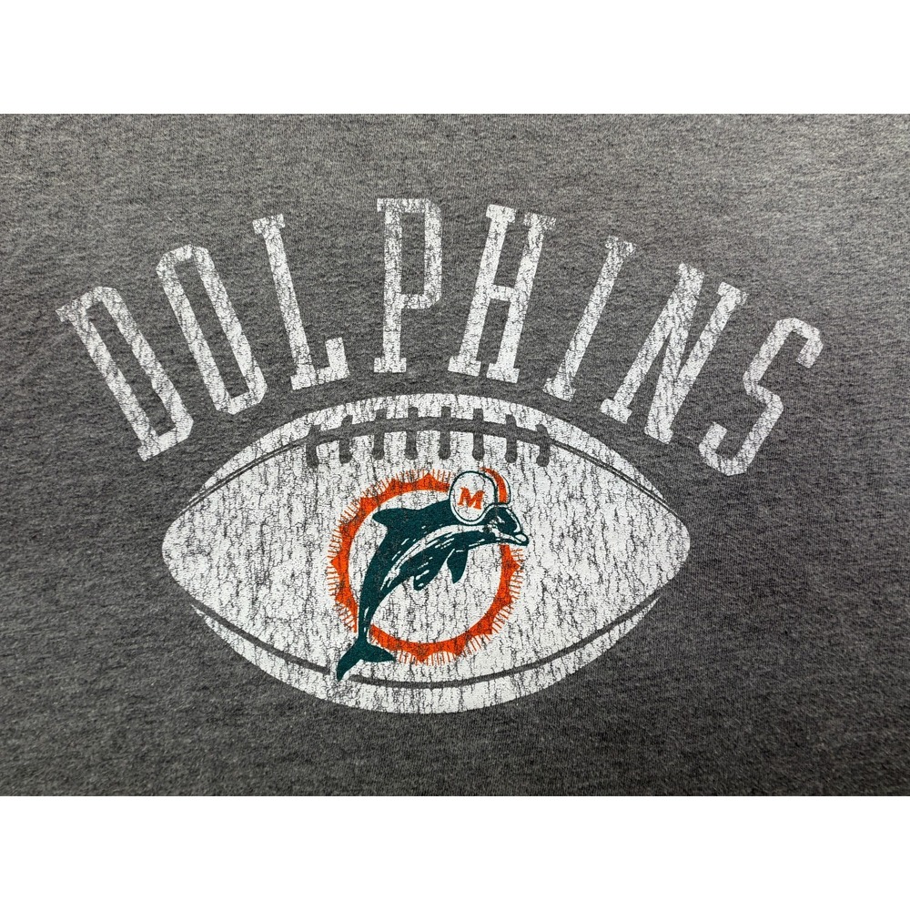 NFL Miami Dolphins T Shirt Heather Gray Distressed Football Tee | Women's Medium - Picture 7 of 8